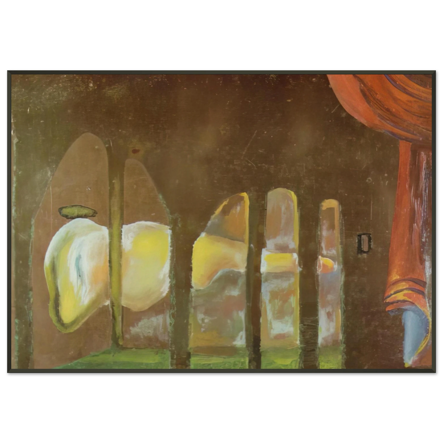 Salvador Dali  GREAT TAPEWORM MASTURBATOR APPEARS BEHIND ARCADES Framed Art Print  - Aluminum Frame - 21x29.7 cm / 8x12"