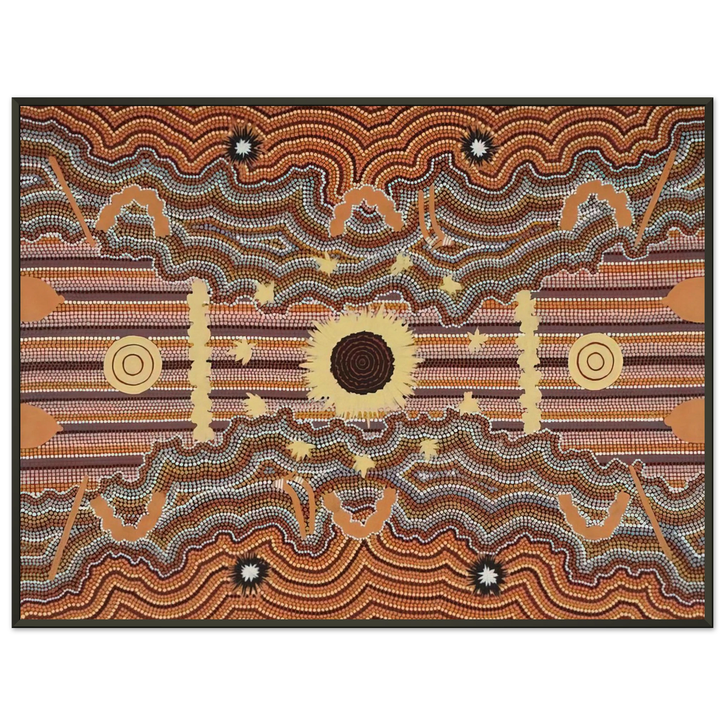 Clifford Possum Tjapaltjarri Untitled 1990 Framed Art Print - Aluminum Frame - 40x50 cm / 16x20 inches