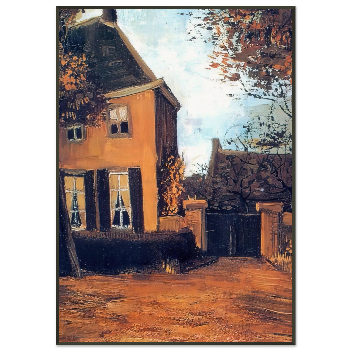 Vincent van Gogh The Vicarage at Nuenen Framed Art Print - Aluminum Frame - 21x29.7 cm / 8x12"