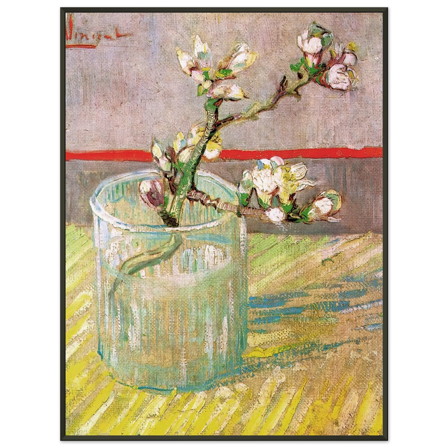 Vincent van Gogh  Blossoming Almond Branch in a Glass Framed Art Print  - Aluminum Frame - 70x100 cm / 28x40 inches