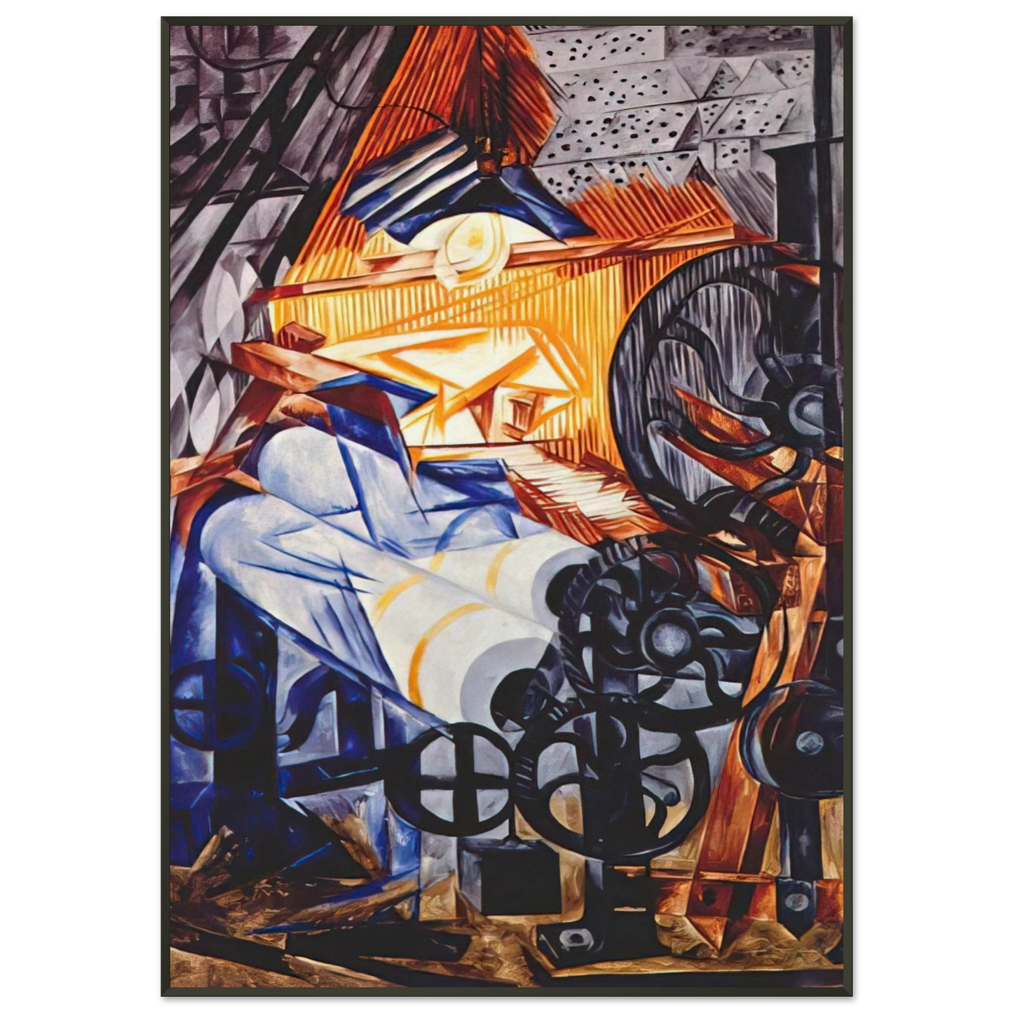 Natalia Goncharova The weaver loomwoman 1913 Framed Art Print - Aluminum Frame - 21x29.7 cm / 8x12"