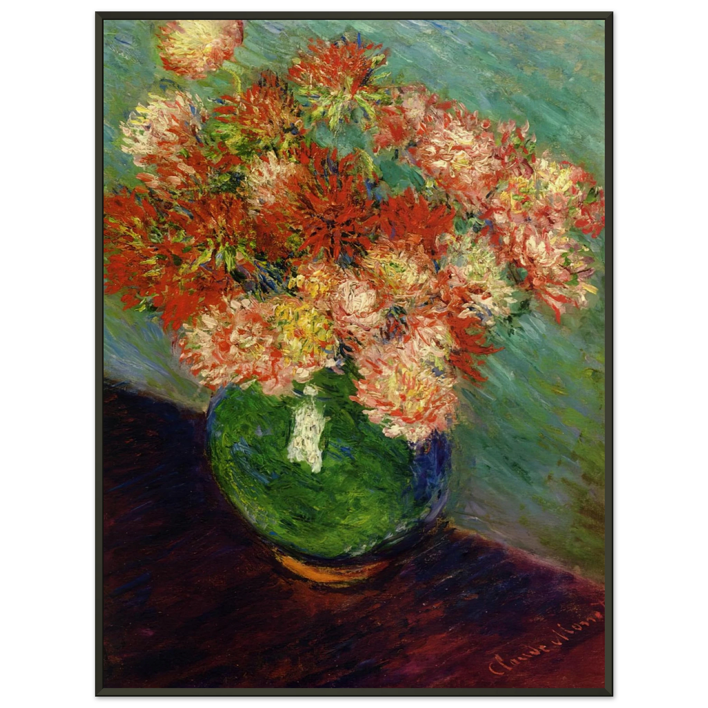 claude monet Vase of Chrysanthemums Framed Art Print - Aluminum Frame - 60x80 cm / 24x32 inches