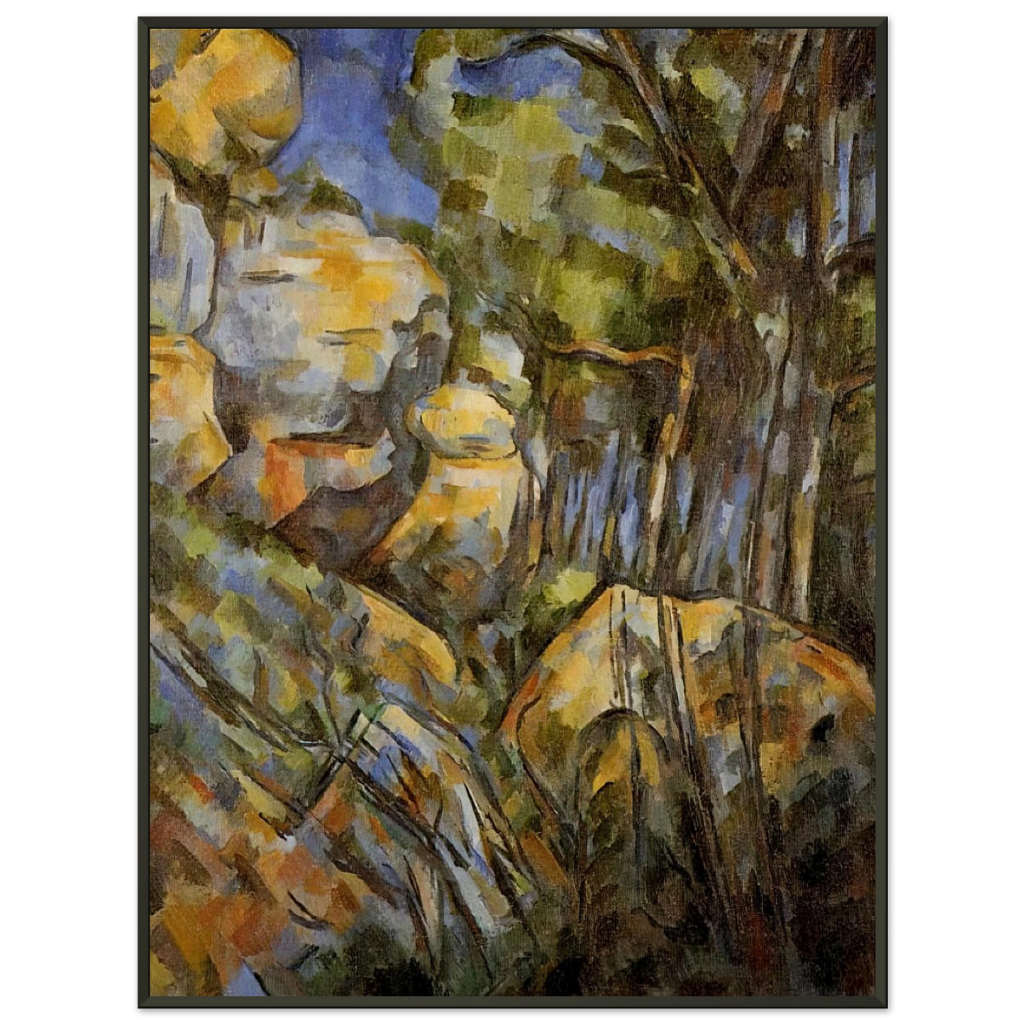 Paul Cezanne Rocks near the Caves below the Chateau Noir Framed Art Print - Aluminum Frame - 70x100 cm / 28x40 inches