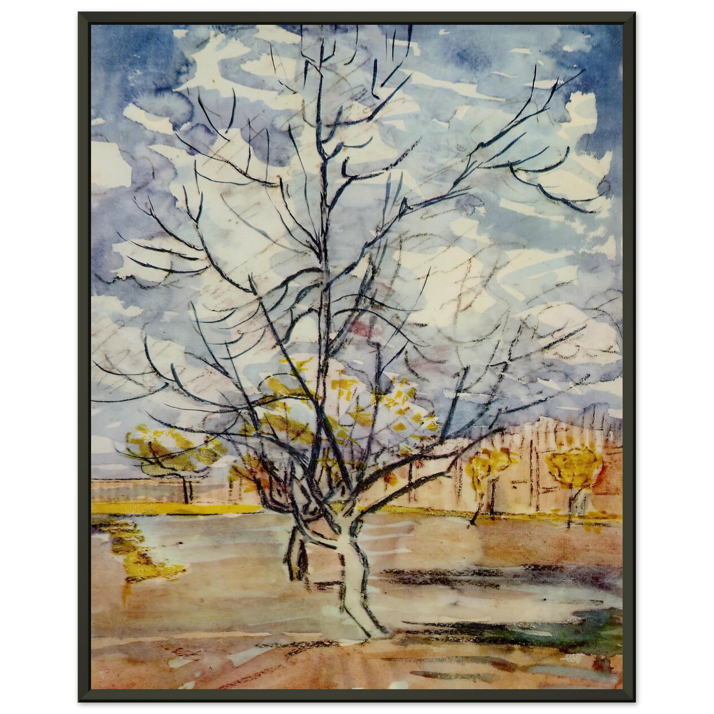 Vincent van Gogh  Pink Peach Trees Framed Art Print  - Aluminum Frame - 40x50 cm / 16x20 inches
