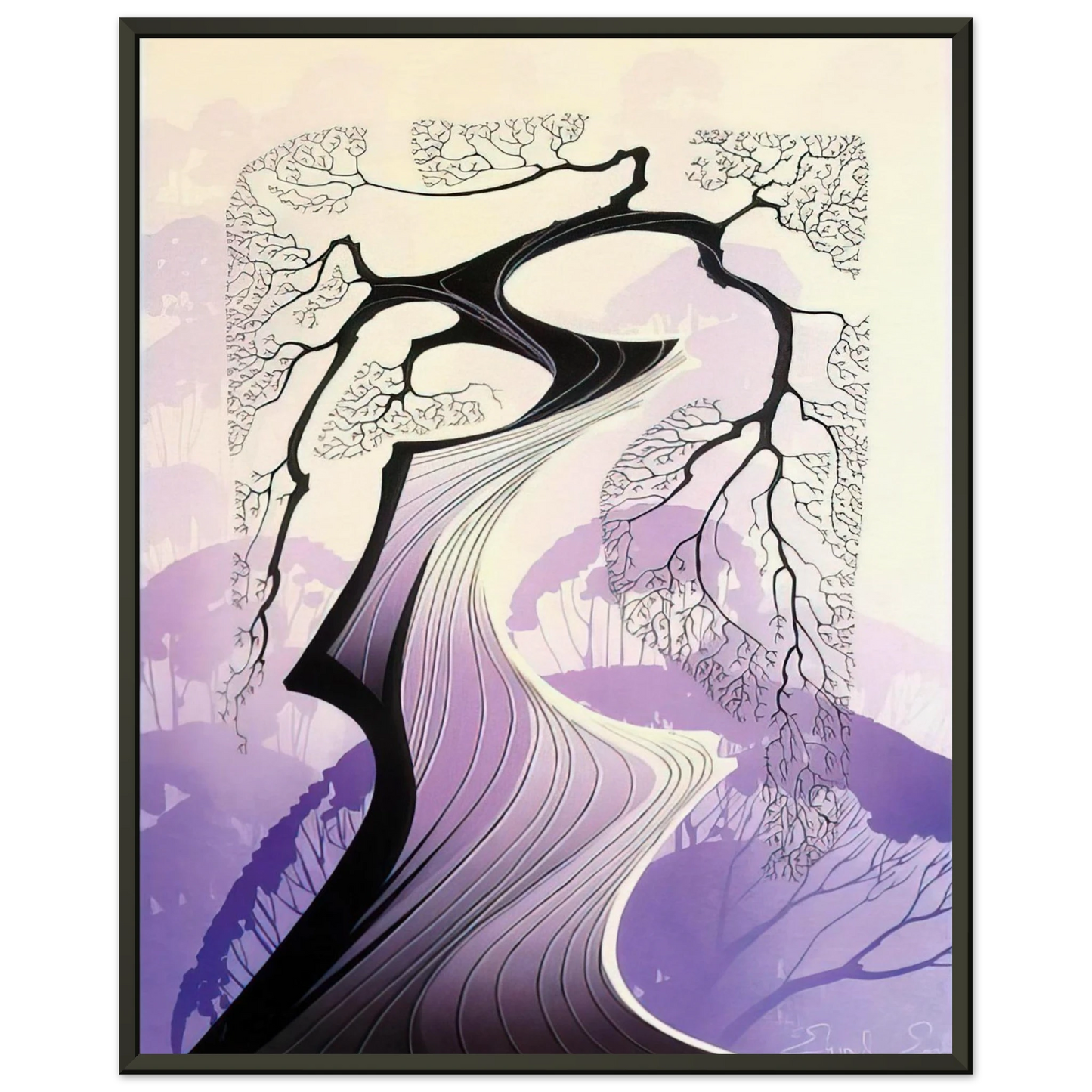 Eyvind Earle  Carmel Cypress Framed Art Print  - Aluminum Frame - 40x50 cm / 16x20 inches
