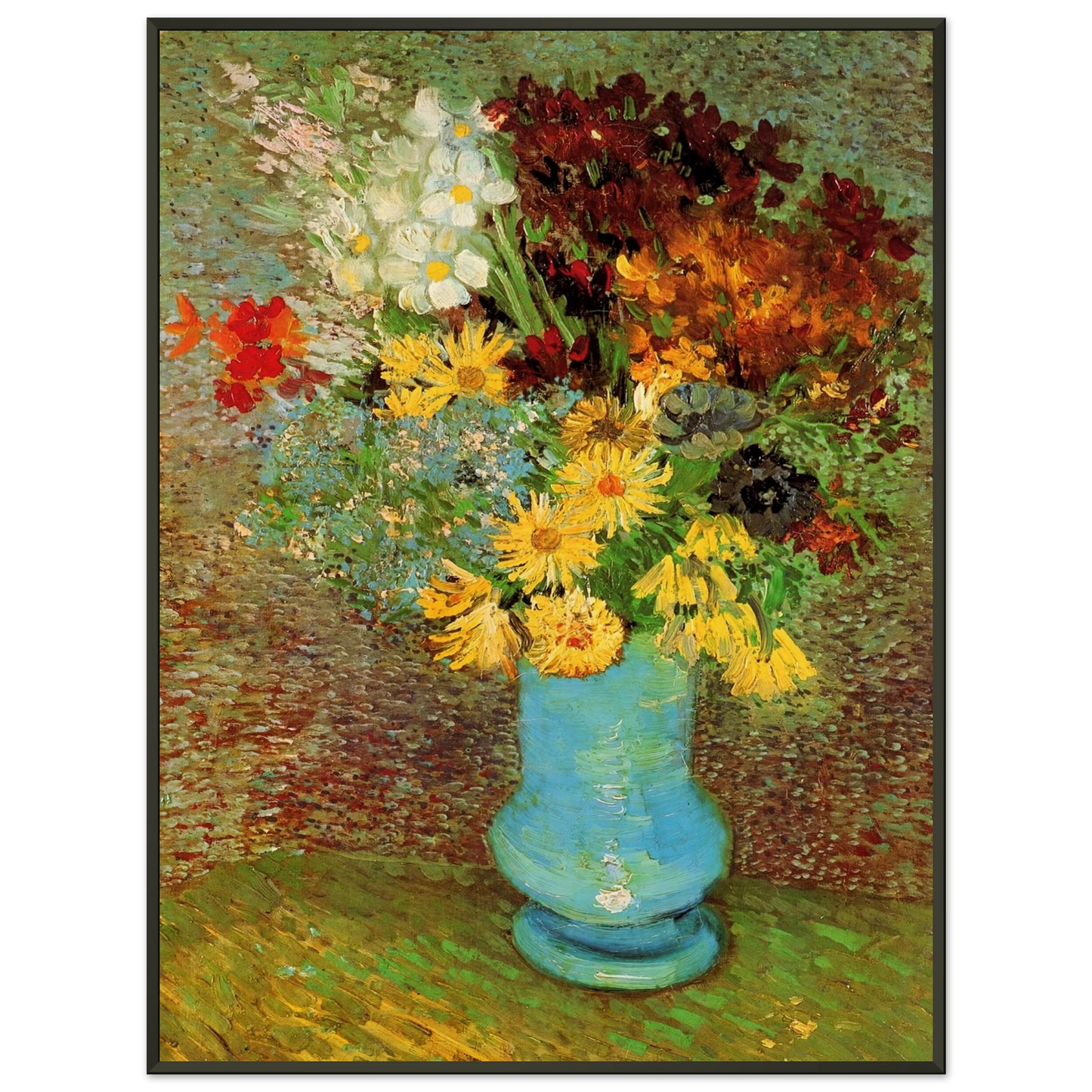 Vincent van Gogh Vase with Daisies and Anemones Framed Art Print - Aluminum Frame - 60x80 cm / 24x32 inches