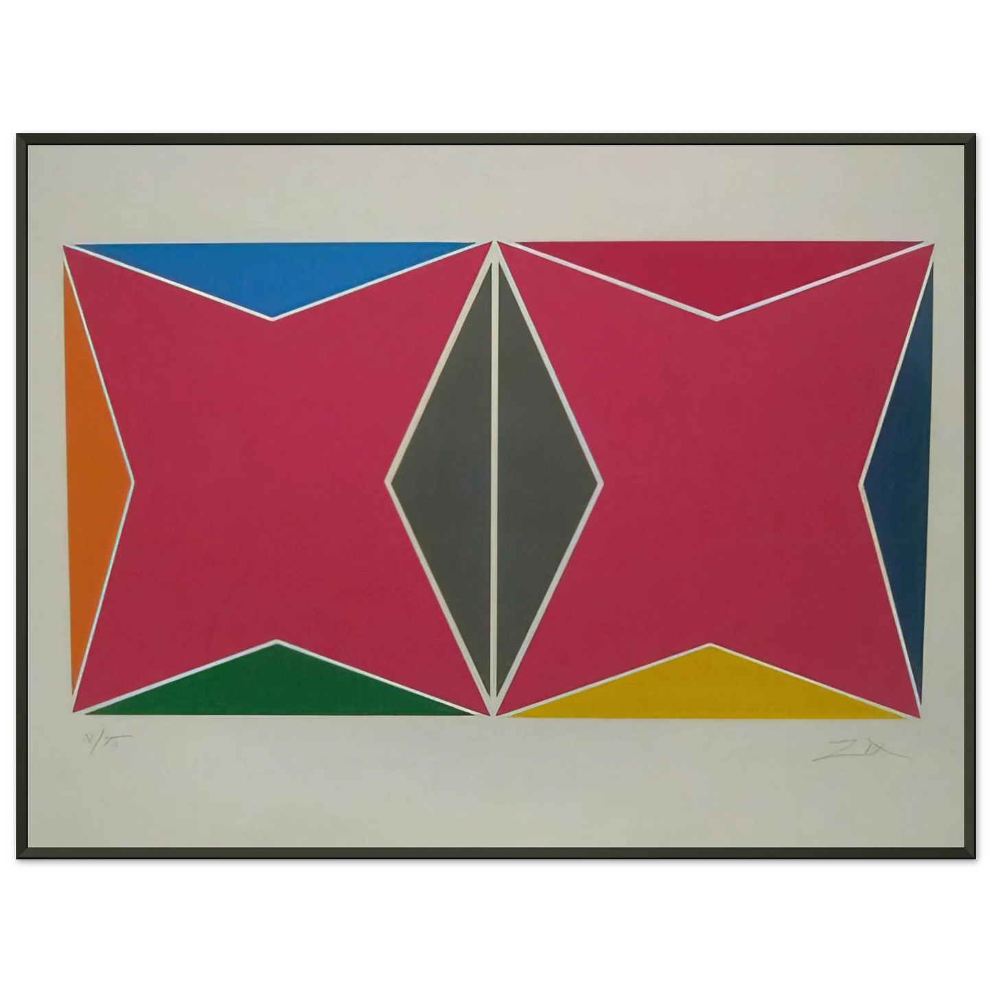 Larry Zox Geometric Composition Hard Edge Painting Framed Art Print - Aluminum Frame - 60x80 cm / 24x32 inches