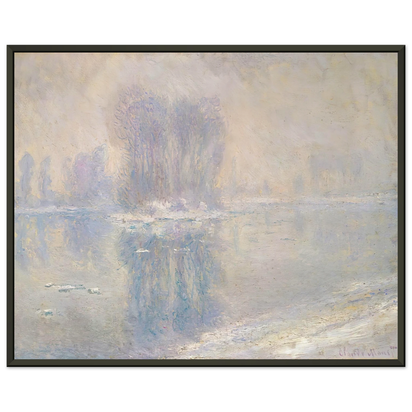 claude monet  Ice on the Siene at Bennecourt Framed Art Print  - Aluminum Frame - 40x50 cm / 16x20 inches