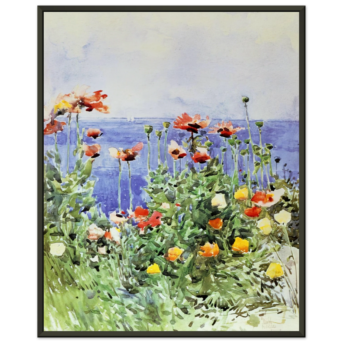 Childe Hassam Poppies Isles of Shoals 02 Framed Art Print - Aluminum Frame - 60x80 cm / 24x32 inches