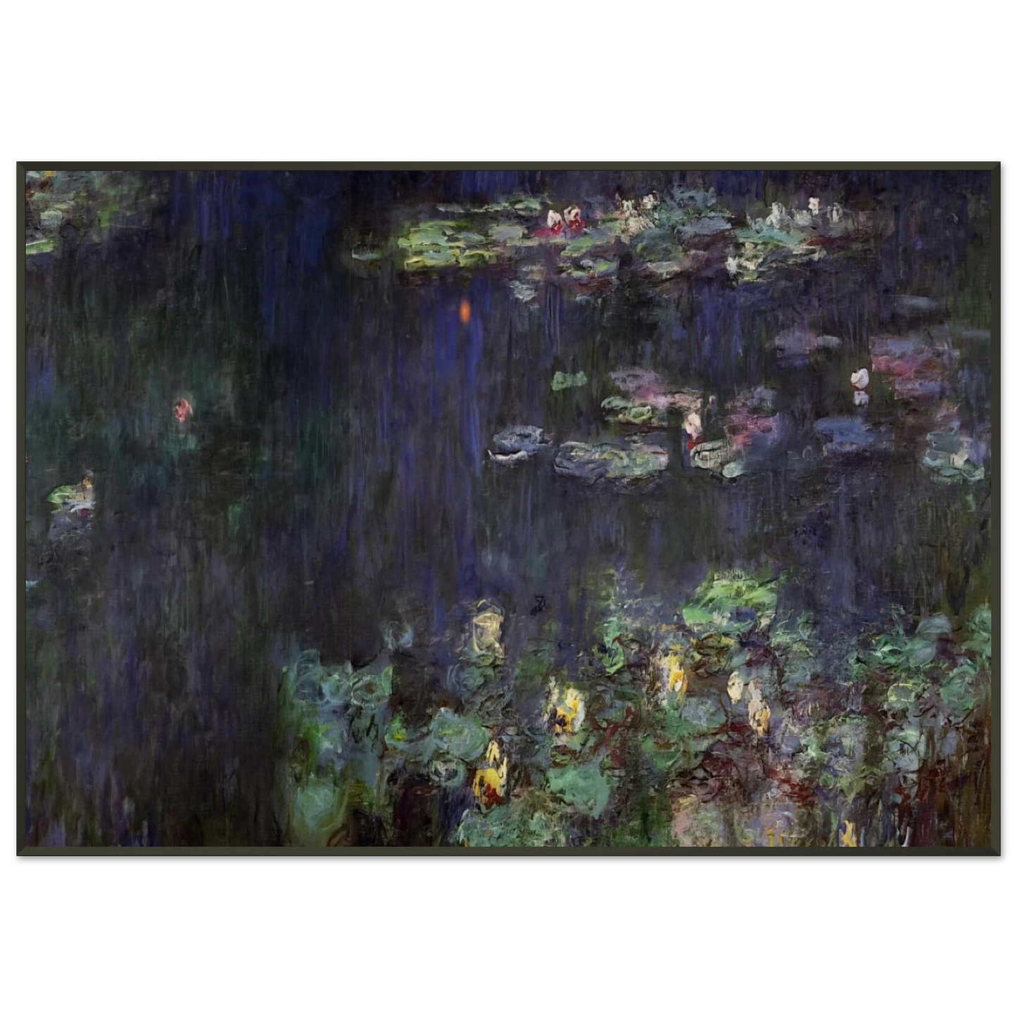 claude monet Water Lilies Green Reflection right half Framed Art Print - Aluminum Frame - 21x29.7 cm / 8x12"