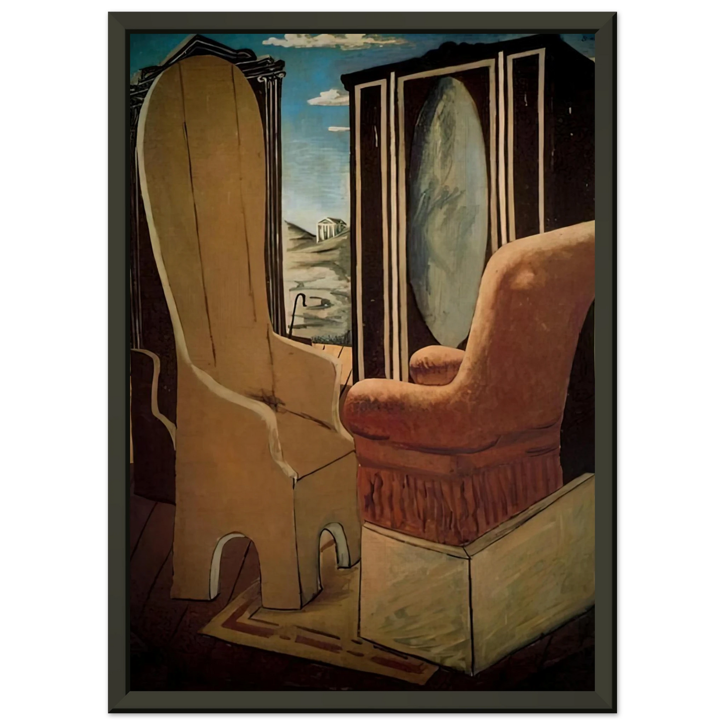 Giorgio de Chirico FURNITURE IN THE VALLEY Framed Art Print - Aluminum Frame - 40x50 cm / 16x20 inches