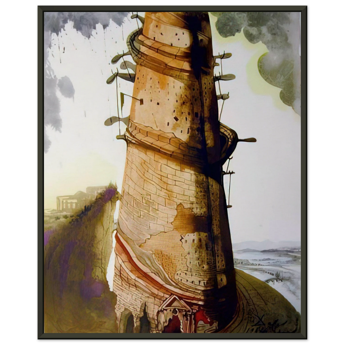 Salvador Dali TURRIS BABEL 1967 Framed Art Print - Aluminum Frame - 60x80 cm / 24x32 inches