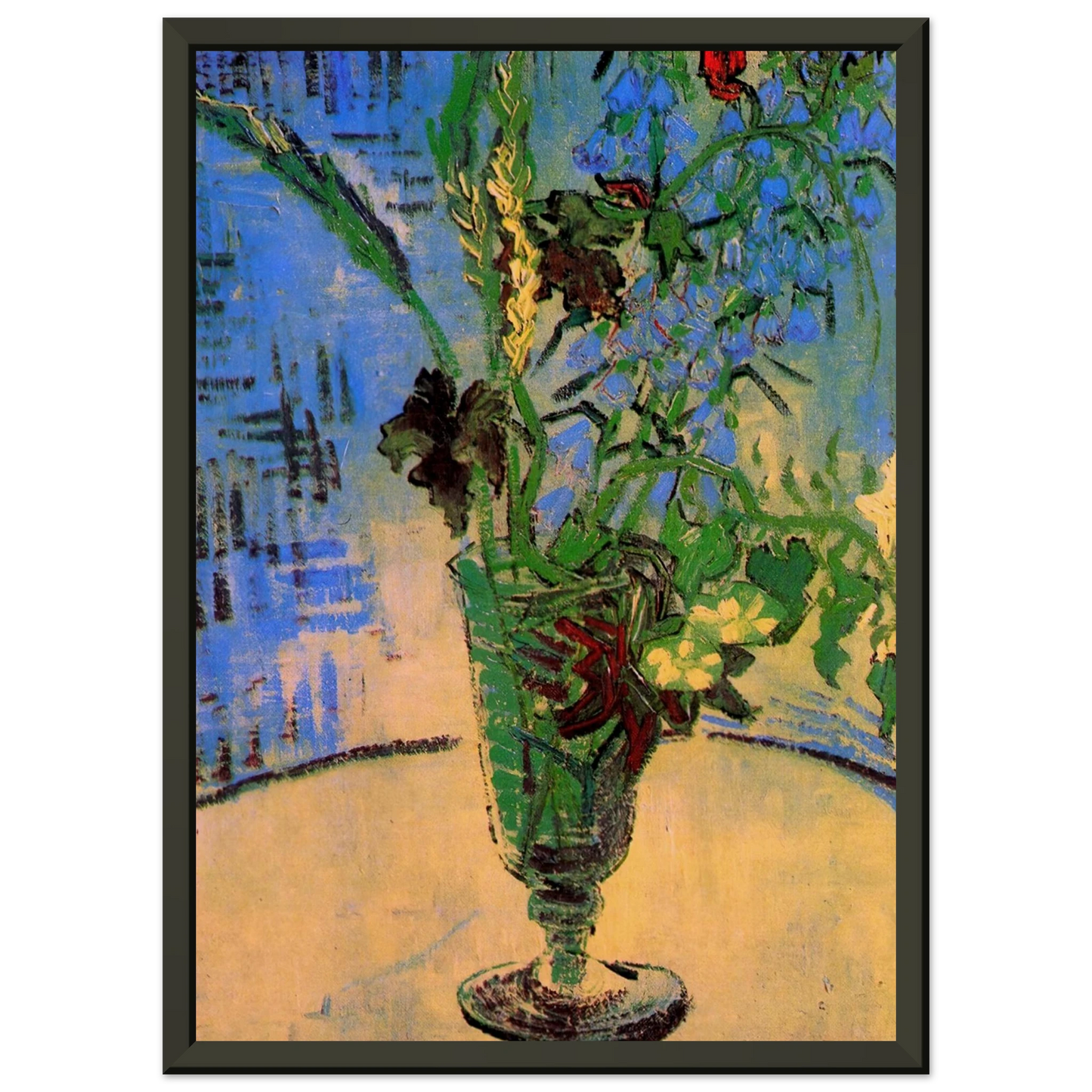Vincent van Gogh  Still Life Glass with Wild Flowers Framed Art Print  - Aluminum Frame - 60x80 cm / 24x32 inches