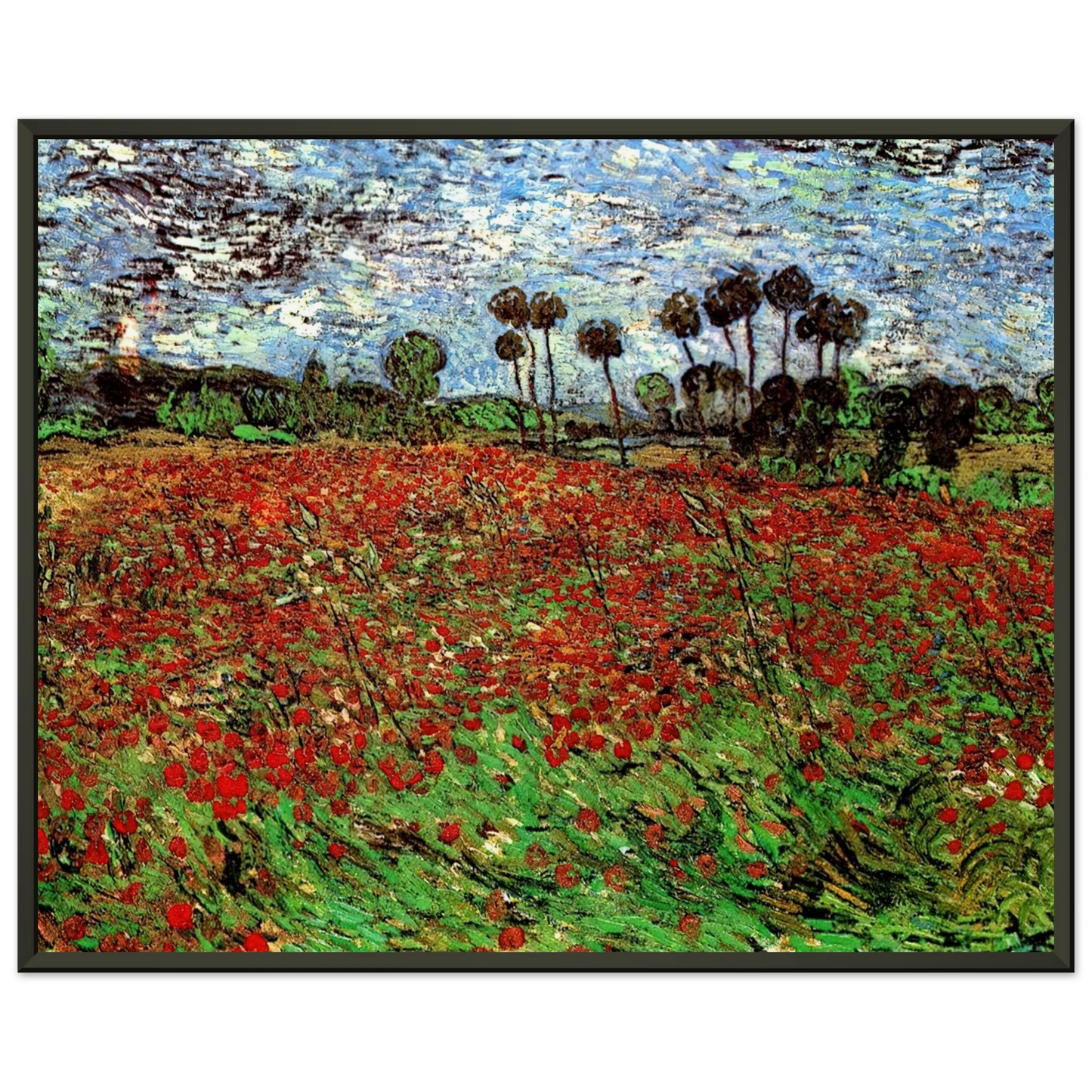 Vincent van Gogh  Field with Poppies Framed Art Print  - Aluminum Frame - 60x80 cm / 24x32 inches