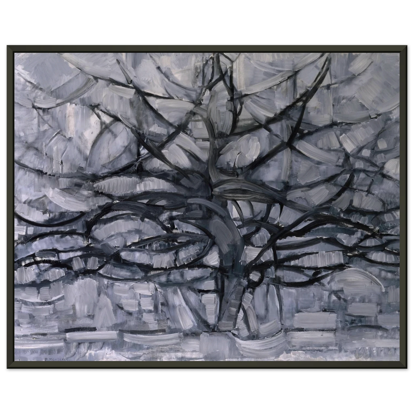Piet Mondrian The Gray Tree Framed Art Print - Aluminum Frame - 40x50 cm / 16x20 inches