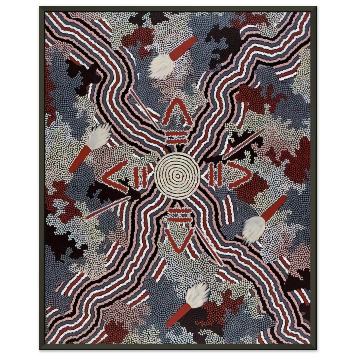 Clifford Possum Tjapaltjarri Untitled 1997 Framed Art Print - Aluminum Frame - 40x50 cm / 16x20 inches