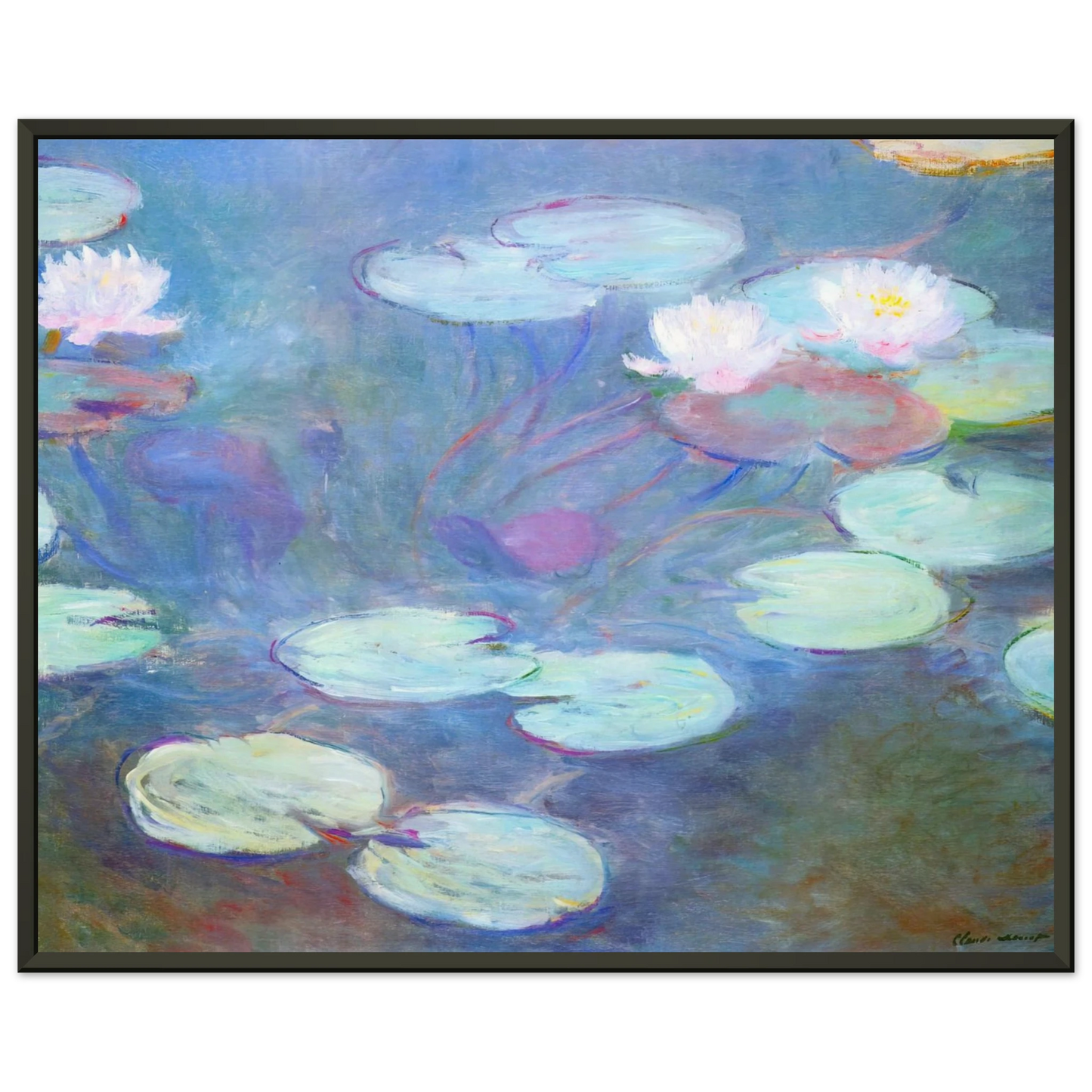 claude monet Water Lilies Pink Framed Art Print - Aluminum Frame - 60x80 cm / 24x32 inches