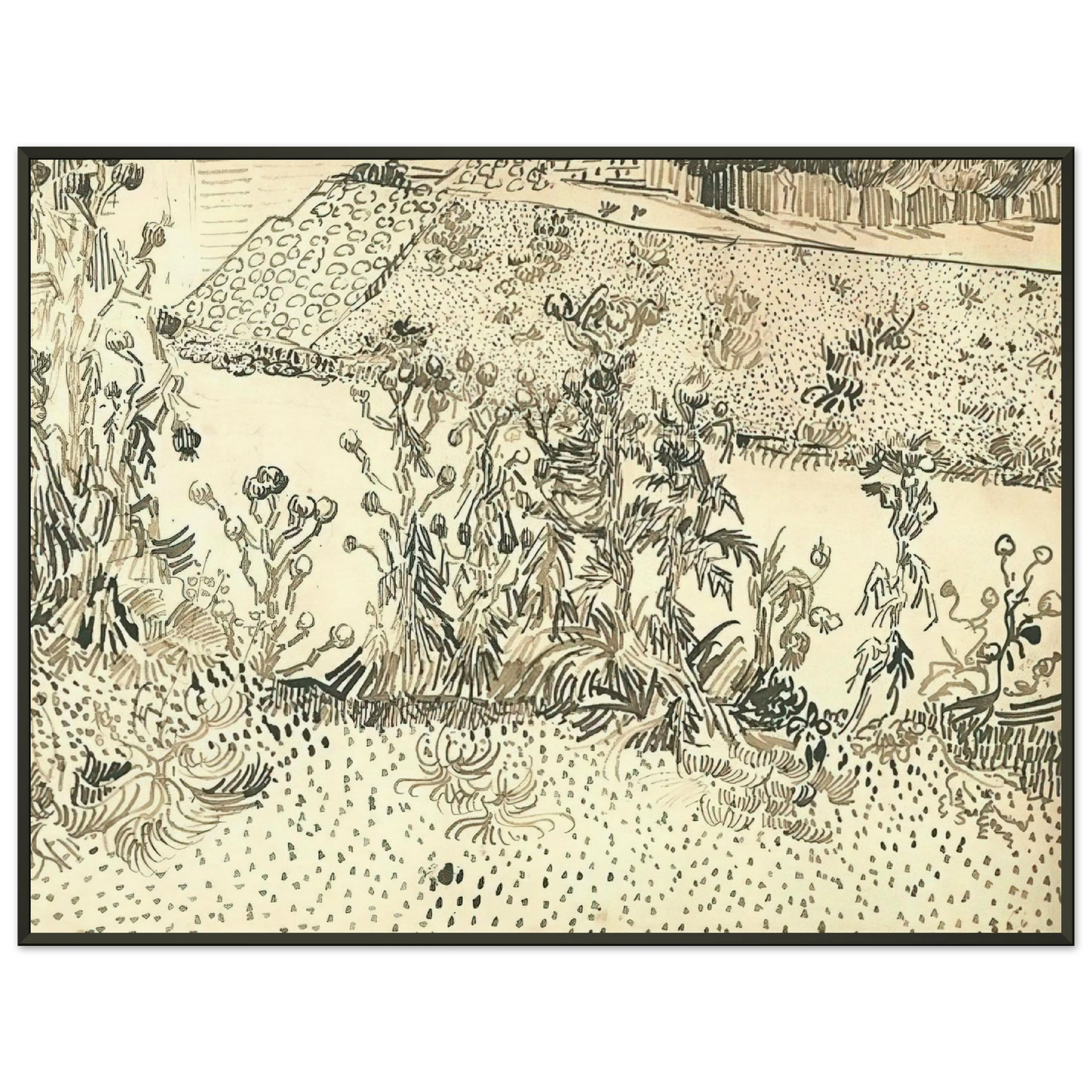 Vincent van Gogh Thistles Along the Roadside Framed Art Print - Aluminum Frame - 60x80 cm / 24x32 inches