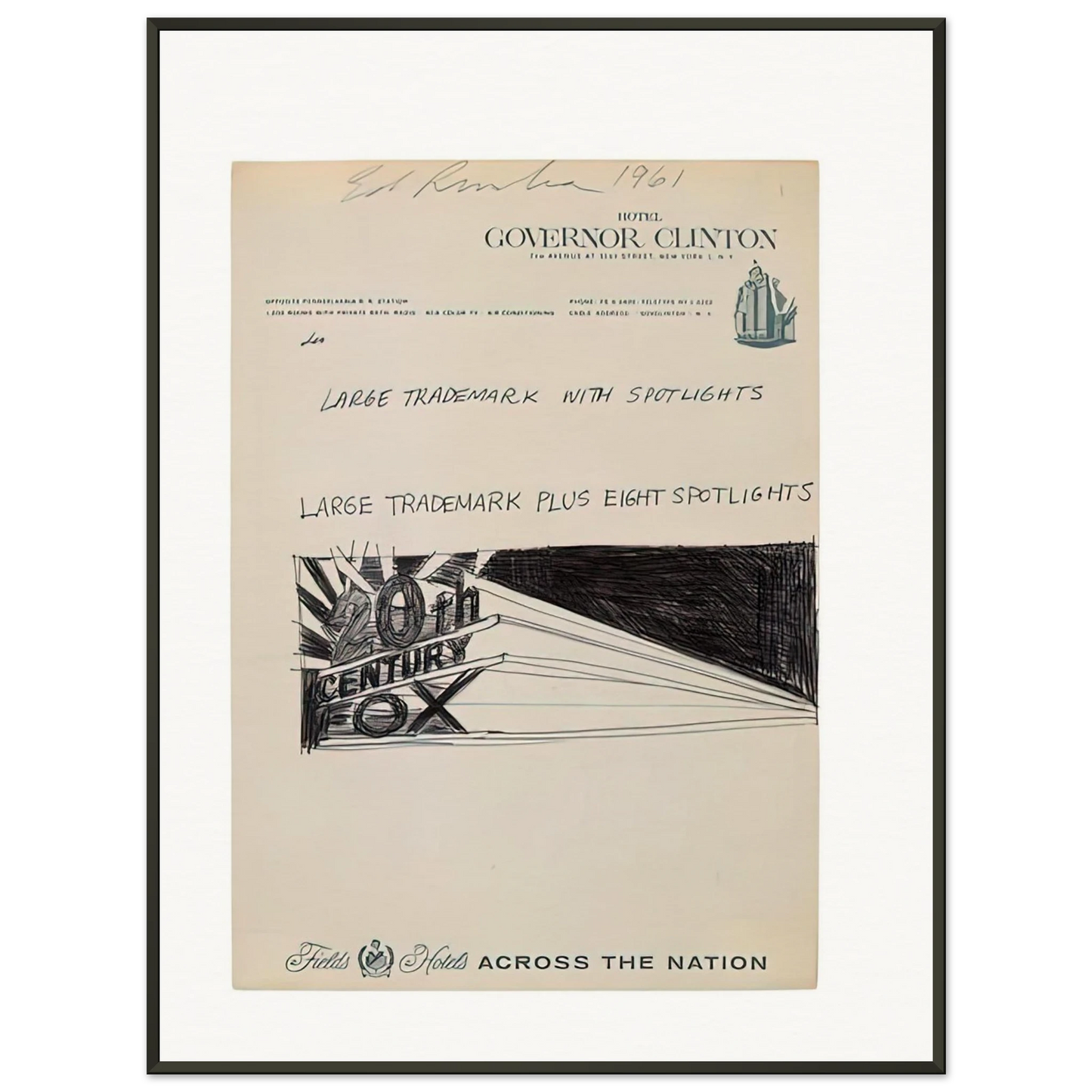 Edward Ruscha TRADEMARCK SKETCH 1961 Framed Art Print - Aluminum Frame - 70x100 cm / 28x40 inches