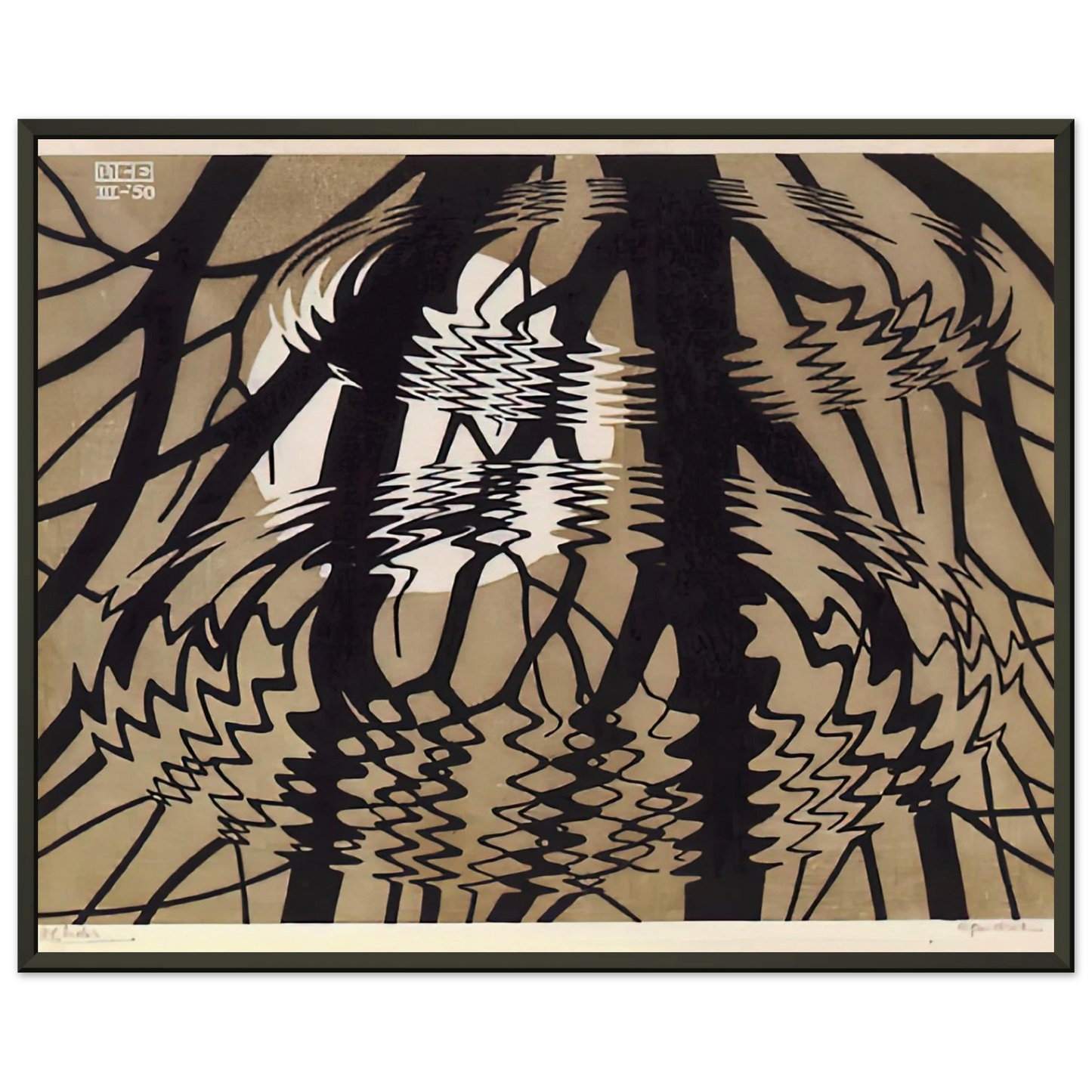 MC Escher  RIPPLED SURFACE COLOUR Framed Art Print  - Aluminum Frame - 70x100 cm / 28x40 inches