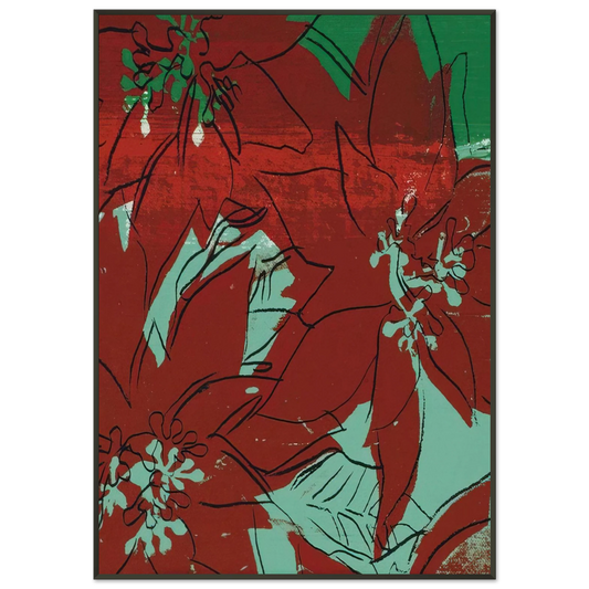 Andy Warhol  Poinsettias Framed Art Print  - Aluminum Frame - 21x29.7 cm / 8x12"