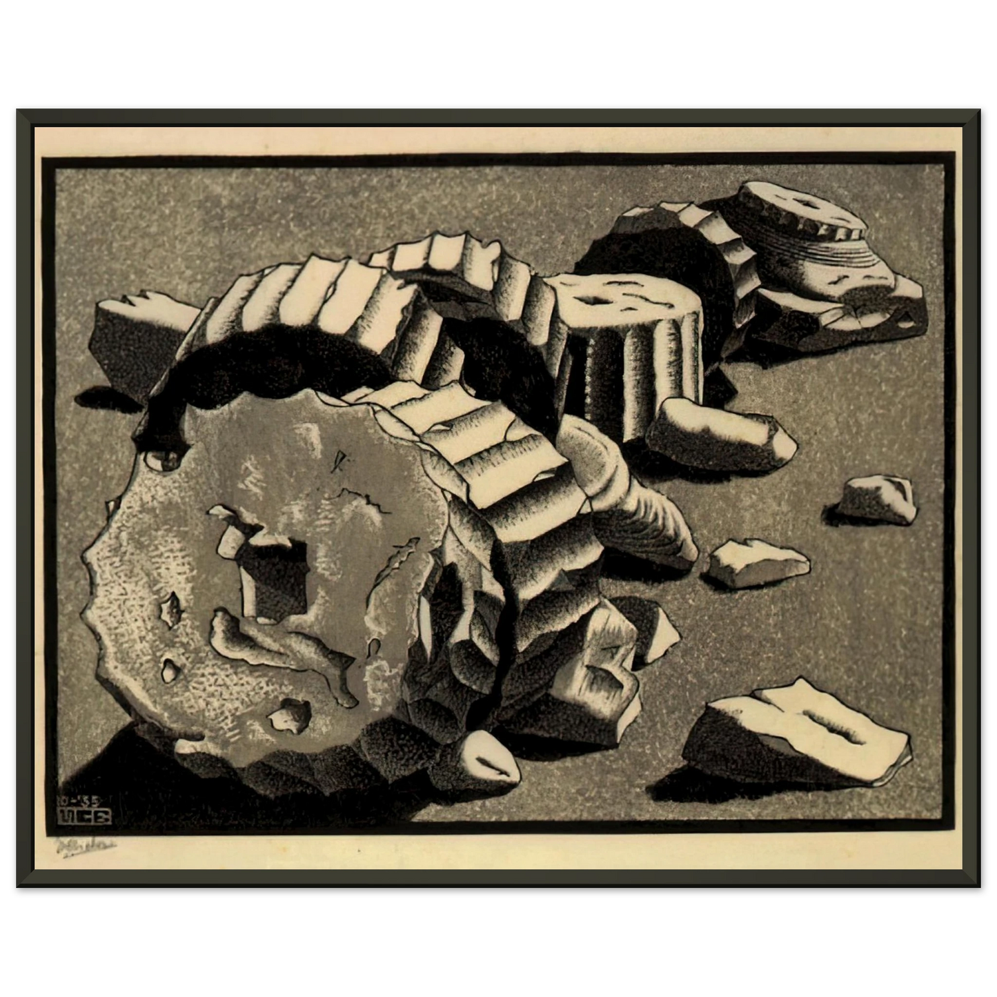 MC Escher  SELINUNTE SICILY OCTOBER 1935 1935 Framed Art Print  - Aluminum Frame - 60x80 cm / 24x32 inches