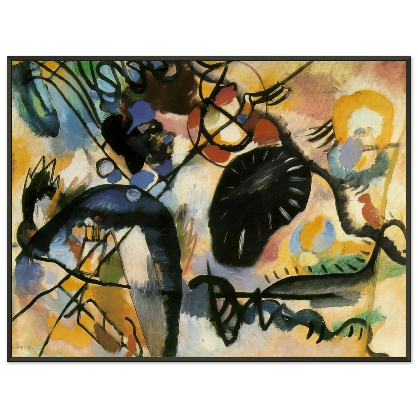 Wassily Kandinsky  BLACK SPOT 1912 Framed Art Print  - Aluminum Frame - 70x100 cm / 28x40 inches