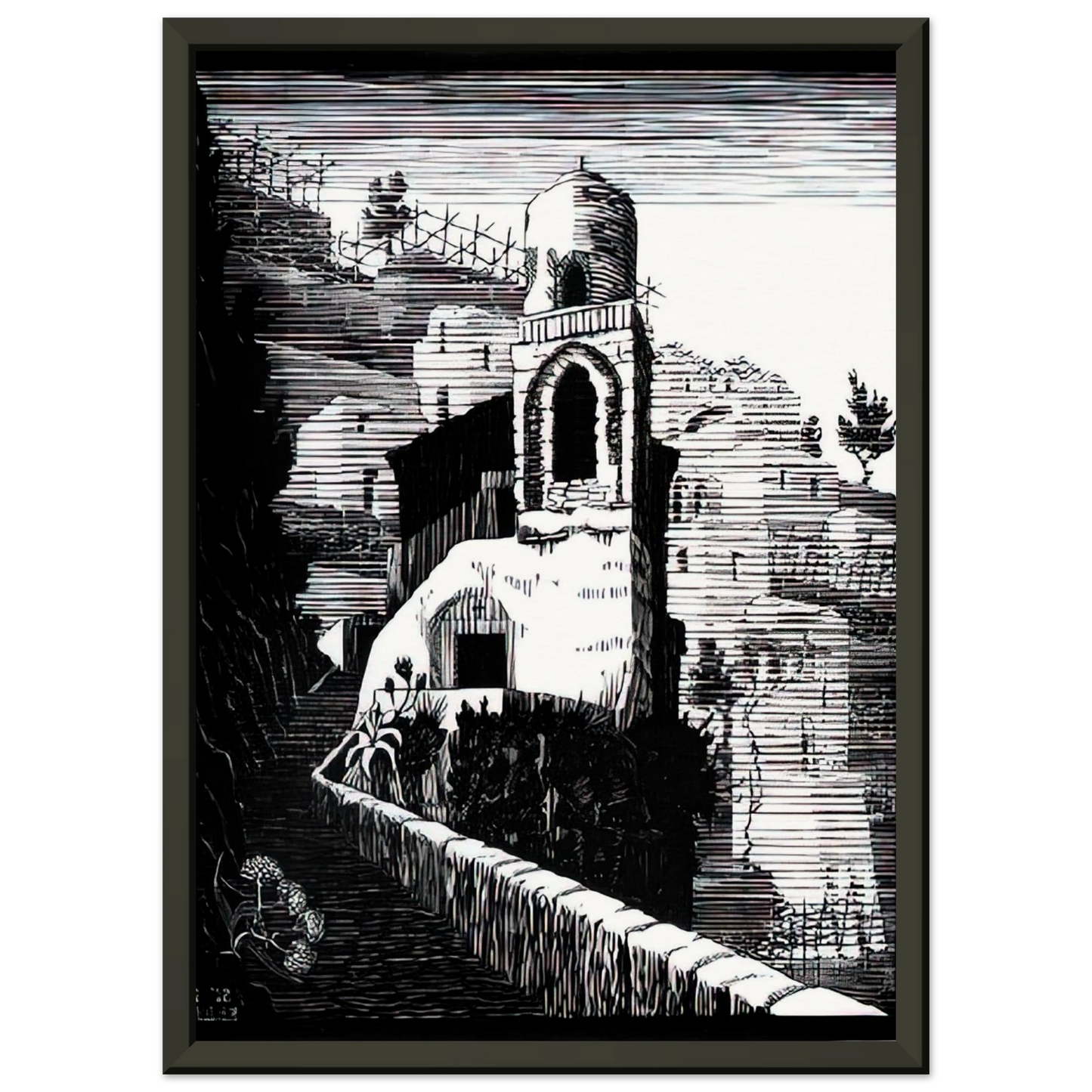 MC Escher  SAN GIOVANNI RAVELLO FEBRUARY 1932 1932 Framed Art Print  - Aluminum Frame - 70x100 cm / 28x40 inches