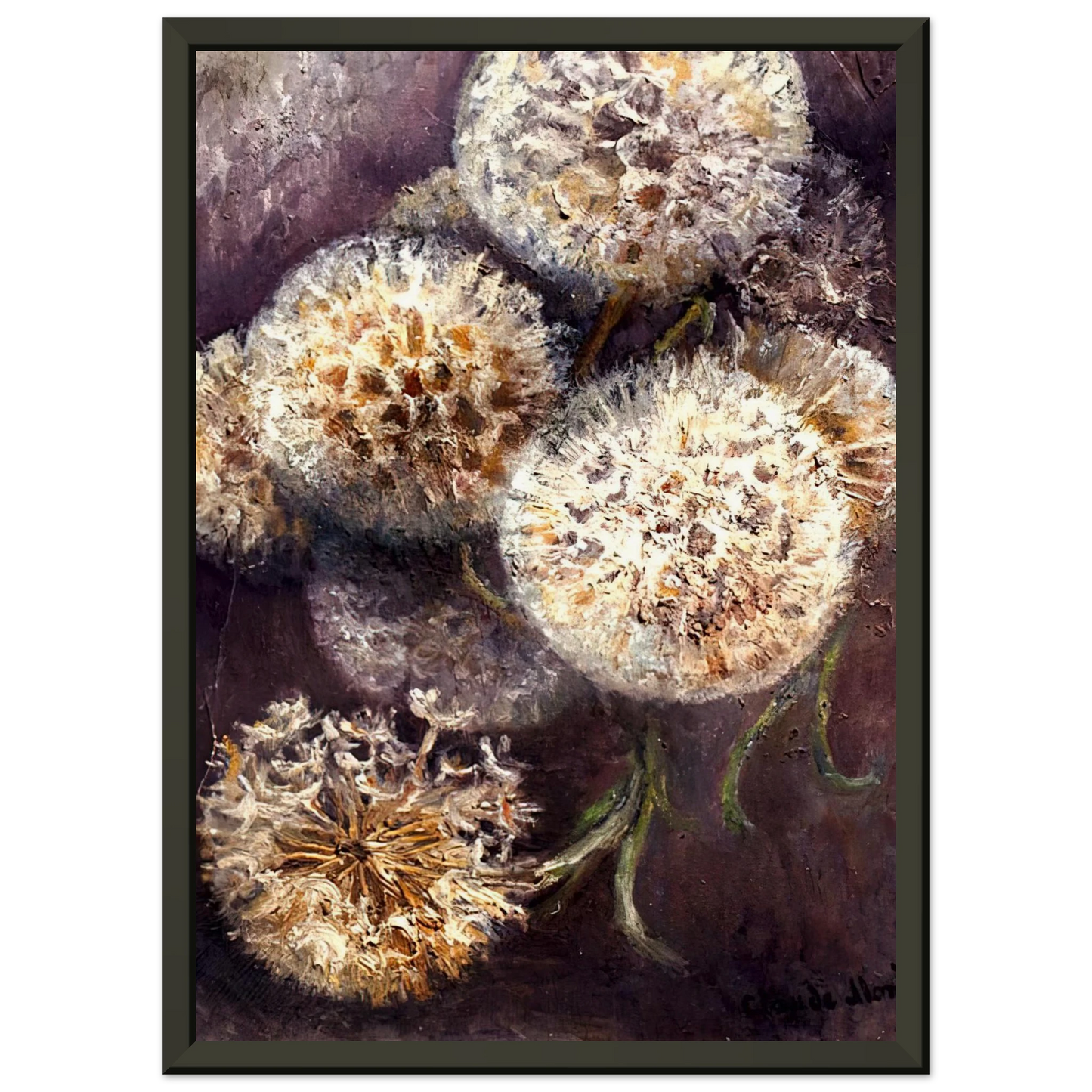 claude monet  Dandelions Framed Art Print  - Aluminum Frame - 70x100 cm / 28x40 inches