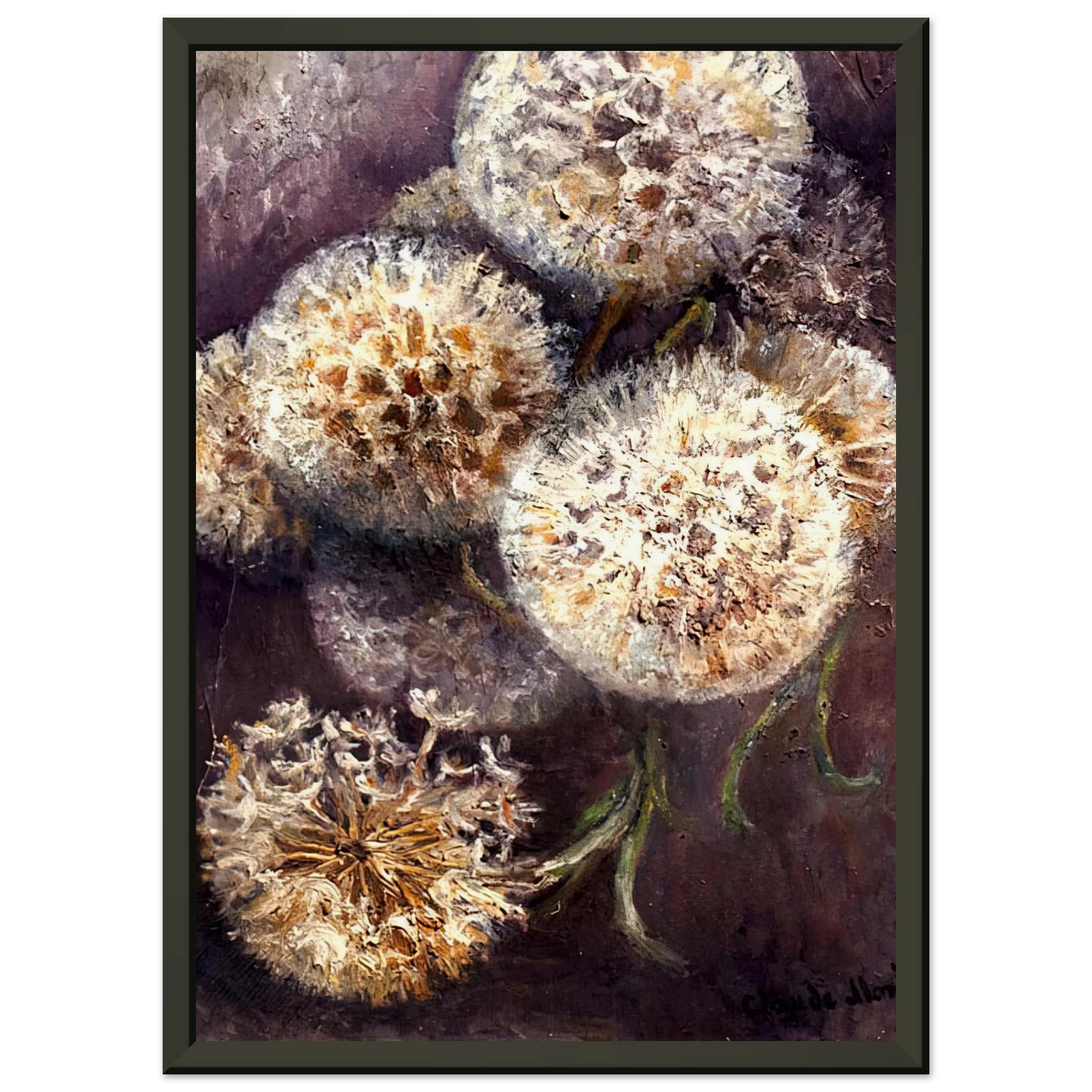 claude monet  Dandelions Framed Art Print  - Aluminum Frame - 70x100 cm / 28x40 inches
