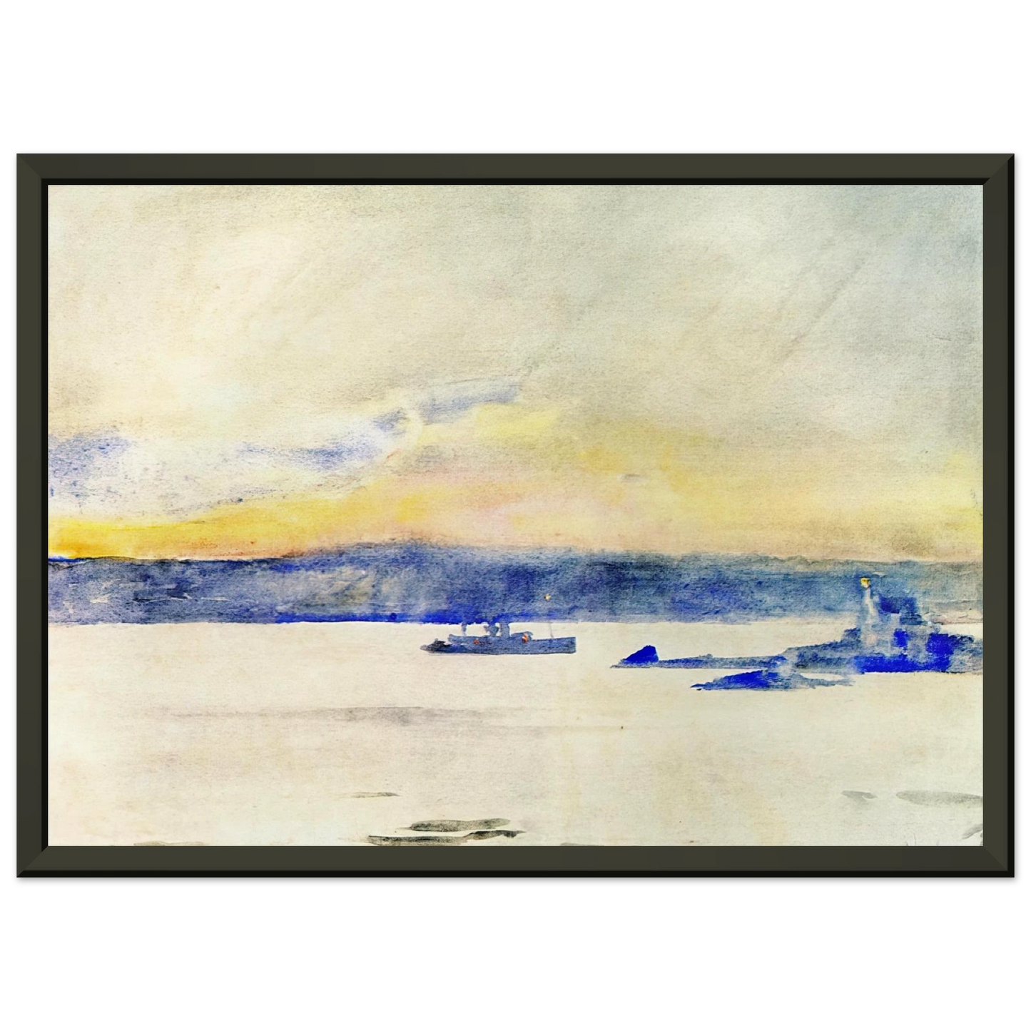 Childe Hassam Afterglow Gloucester Harbor aka Ten Pound Island LIght Framed Art Print - Aluminum Frame - 40x50 cm / 16x20 inches