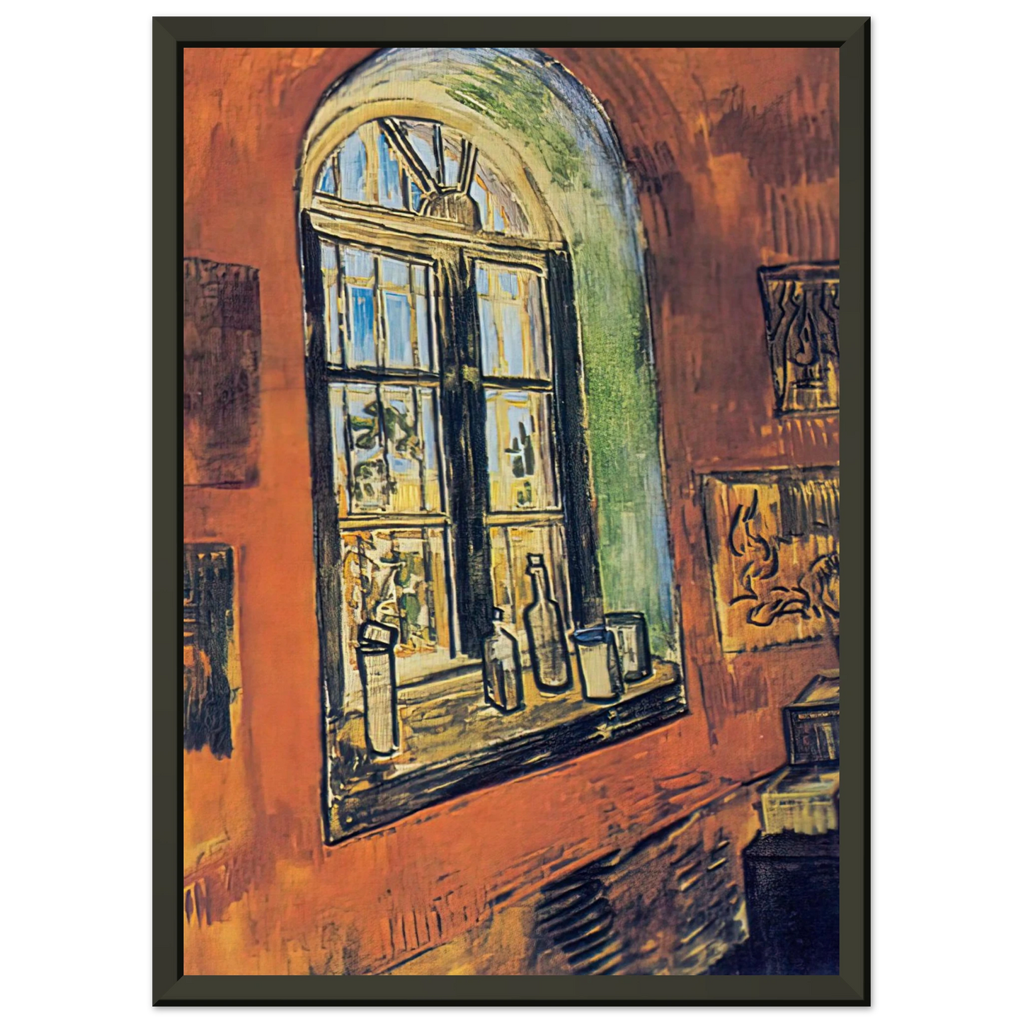 Vincent van Gogh Window of Vincents Studio at the Asylum Framed Art Print - Aluminum Frame - 70x100 cm / 28x40 inches