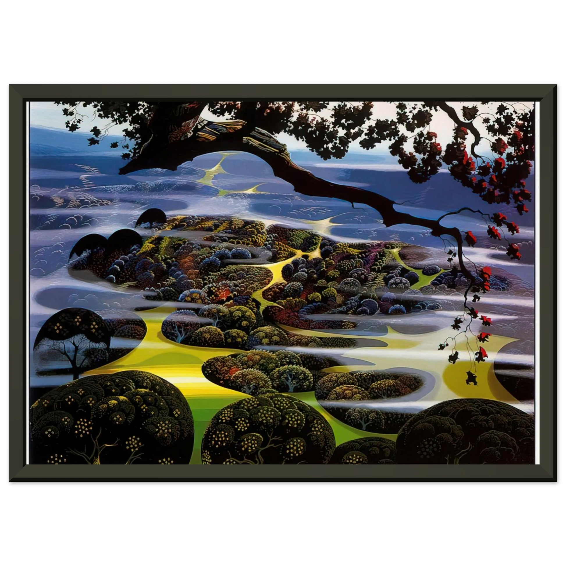 Eyvind Earle  Mystic Mountain Framed Art Print  - Aluminum Frame - 60x80 cm / 24x32 inches