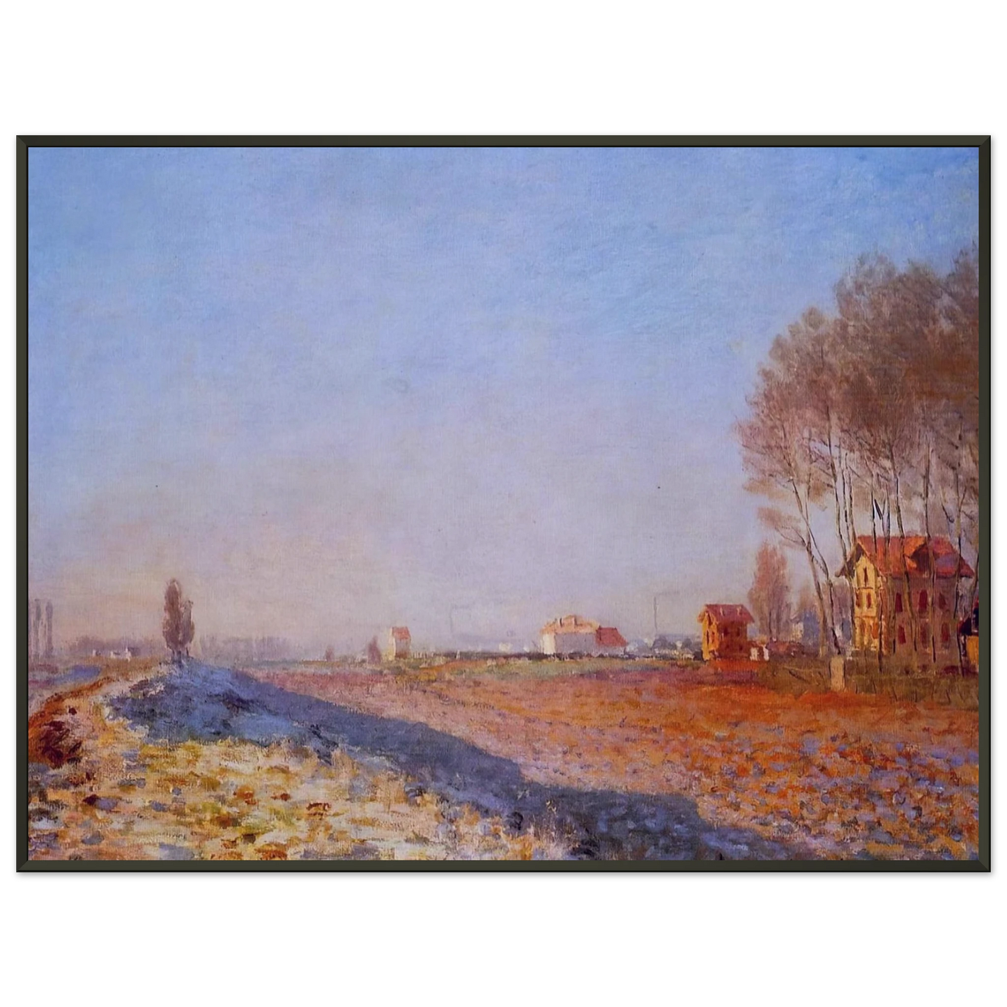claude monet The Plain of Colombes White Frost Framed Art Print - Aluminum Frame - 60x80 cm / 24x32 inches