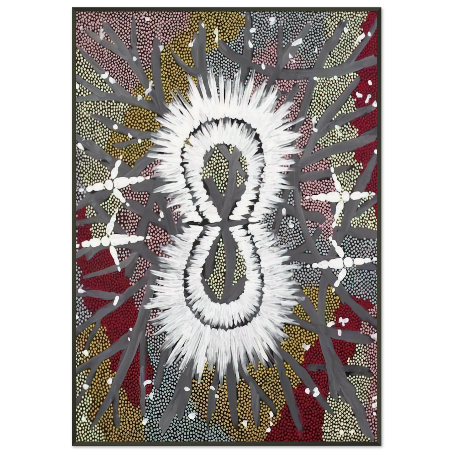 Clifford Possum Tjapaltjarri Eagle Dreaming 1997 Framed Art Print - Aluminum Frame - 21x29.7 cm / 8x12"