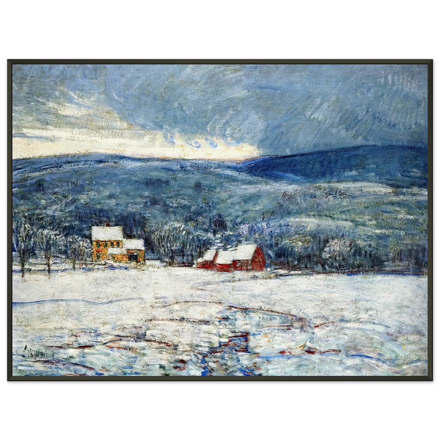 Childe Hassam Winter in the Connecticut Hills Framed Art Print - Aluminum Frame - 70x100 cm / 28x40 inches