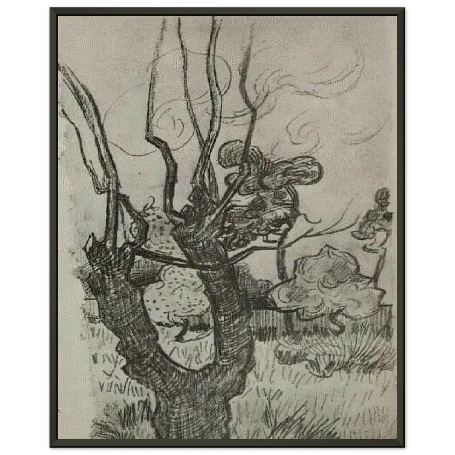 Vincent van Gogh  A Bare Treetop in the Garden of the Asylum Framed Art Print  - Aluminum Frame - 60x80 cm / 24x32 inches