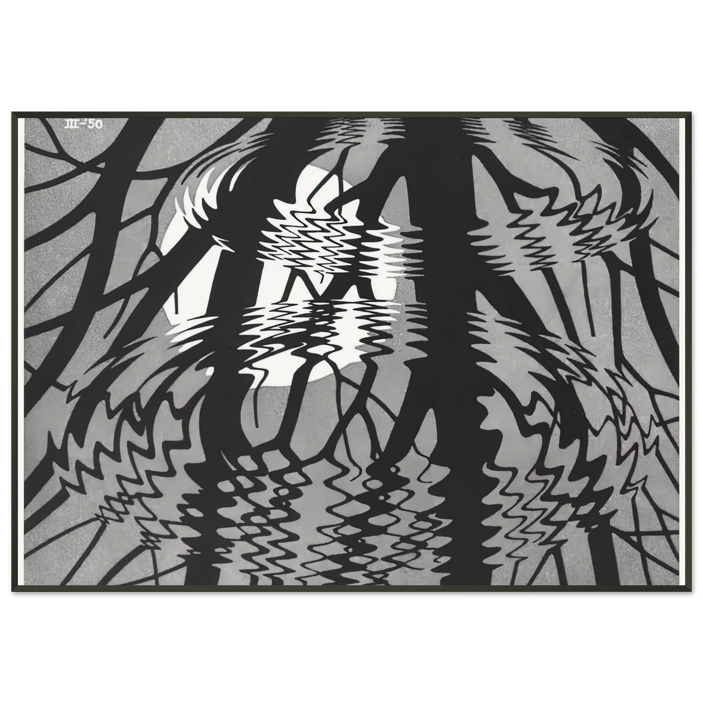 MC Escher  RIPPLED SURFACE Framed Art Print  - Aluminum Frame - 21x29.7 cm / 8x12"