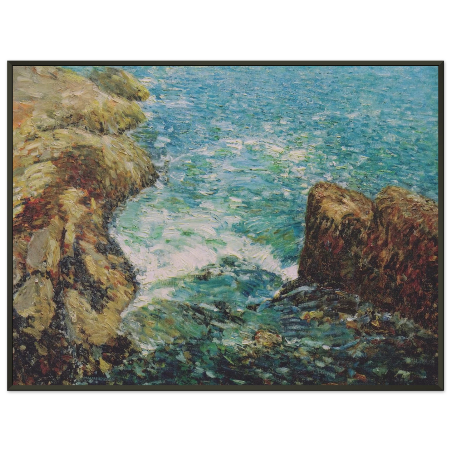Childe Hassam Surf and Rocks Framed Art Print - Aluminum Frame - 40x50 cm / 16x20 inches