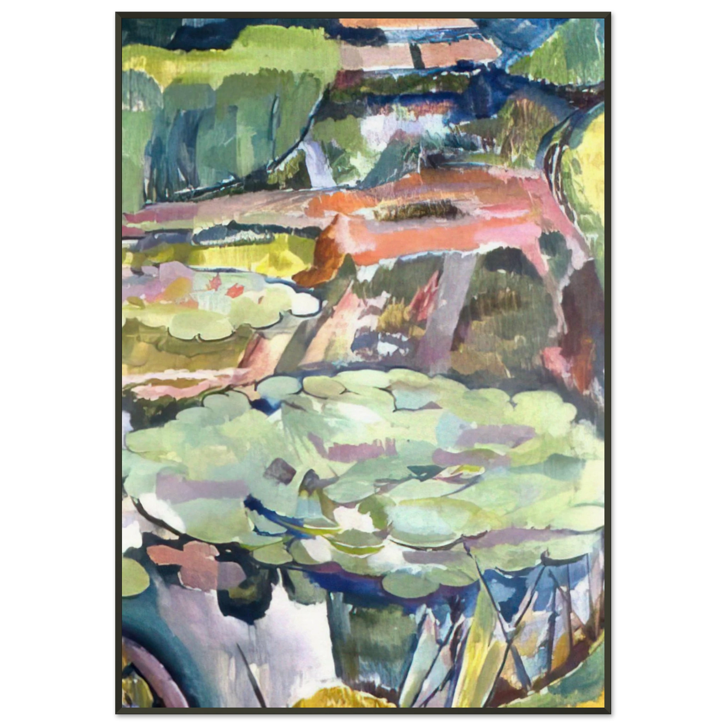 Vanessa Bell LANDSCAPE WITH A POND AND WATER LILIES 1915 Framed Art Print - Aluminum Frame - 21x29.7 cm / 8x12"