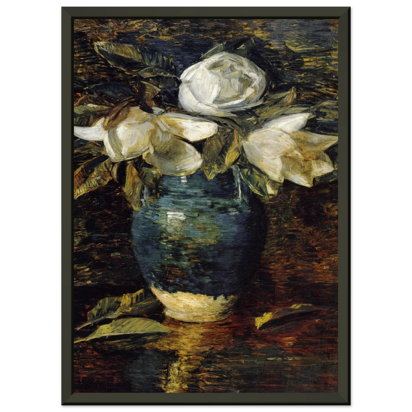 Childe Hassam Giant Magnolias Framed Art Print - Aluminum Frame - 40x50 cm / 16x20 inches