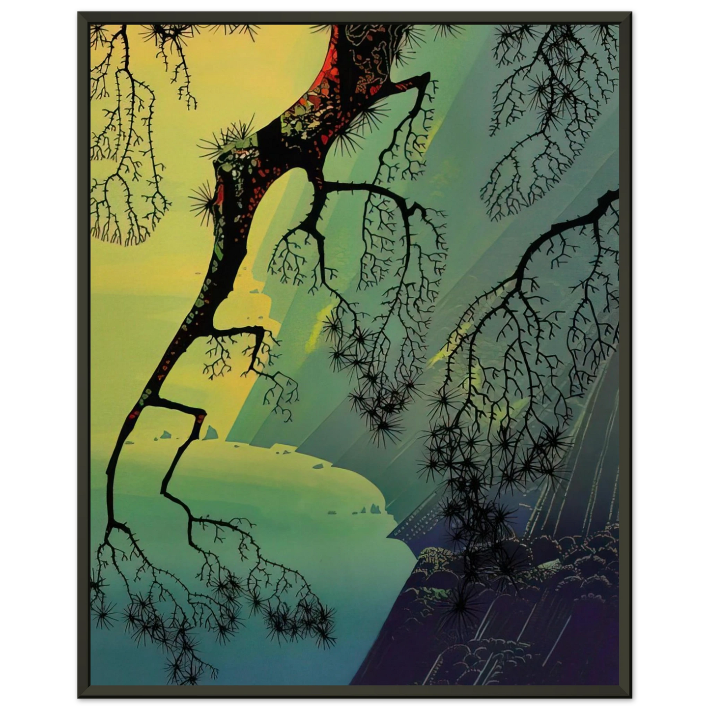 Eyvind Earle Fog Mist Framed Art Print - Aluminum Frame - 70x100 cm / 28x40 inches