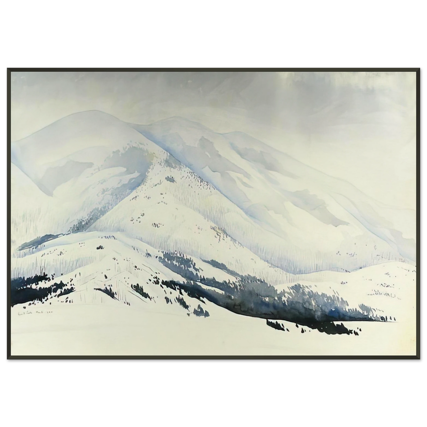 Eyvind Earle Snowy Mountain Framed Art Print - Aluminum Frame - 21x29.7 cm / 8x12"