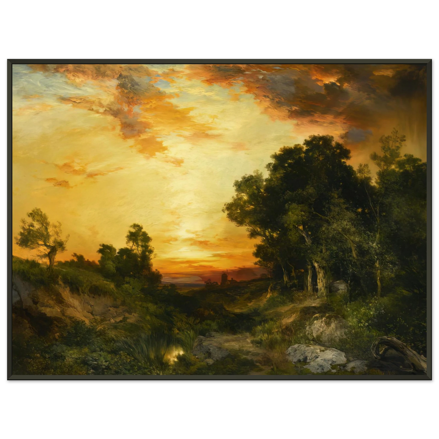 Thomas Moran Sunset Amagansett Framed Art Print - Aluminum Frame - 70x100 cm / 28x40 inches