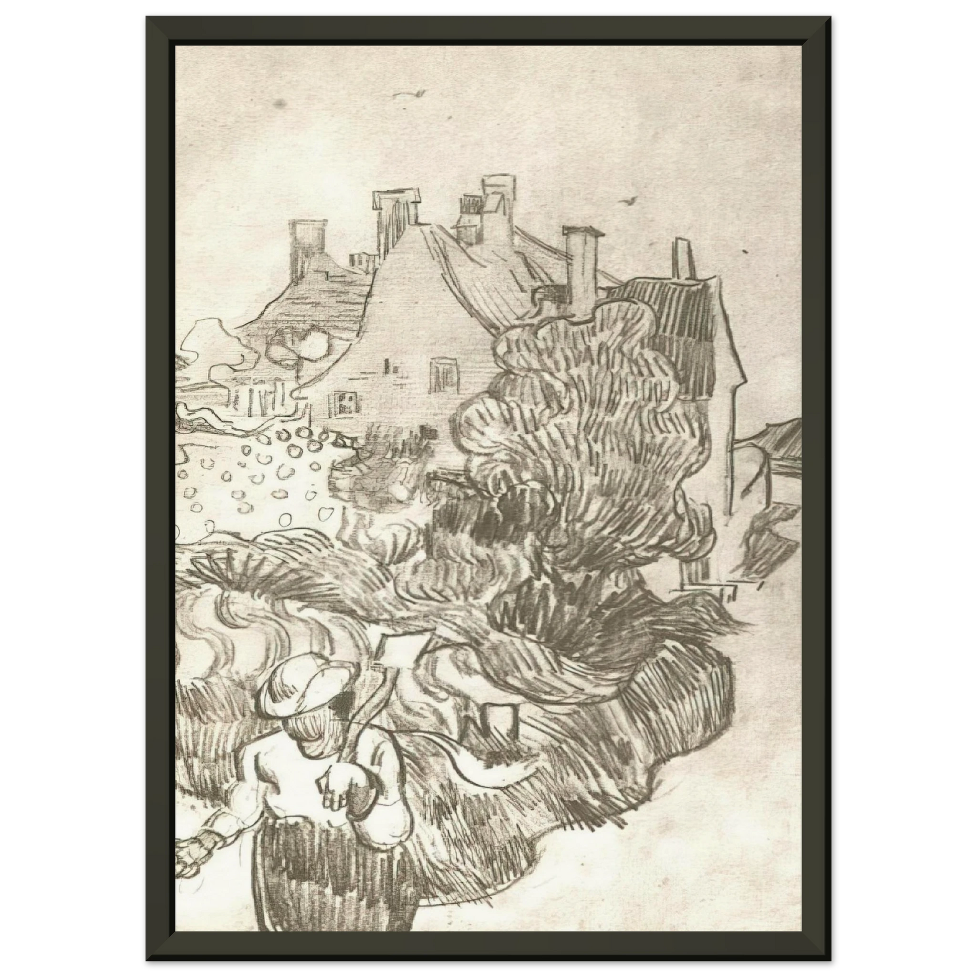 Vincent van Gogh  A House at Auvers Framed Art Print  - Aluminum Frame - 60x80 cm / 24x32 inches