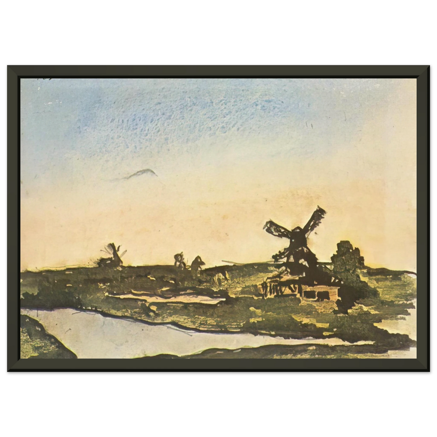 Pablo Picasso Dutch landscape with windmills Framed Art Print - Aluminum Frame - 40x50 cm / 16x20 inches