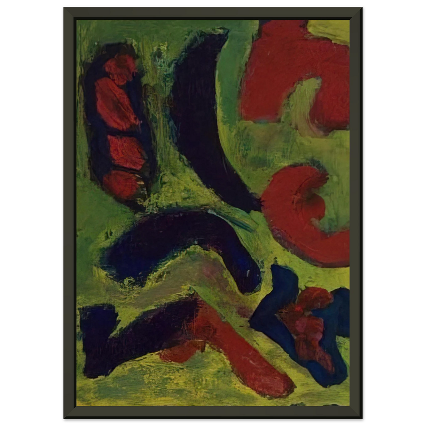 Barnett Newman Abstract Composition in Green and Red Framed Art Print - Aluminum Frame - 40x50 cm / 16x20 inches