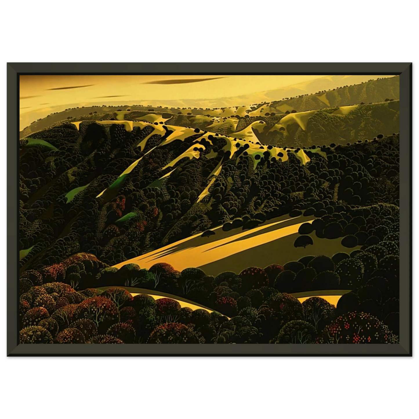 Eyvind Earle Santa Cruz Mountains Framed Art Print - Aluminum Frame - 40x50 cm / 16x20 inches