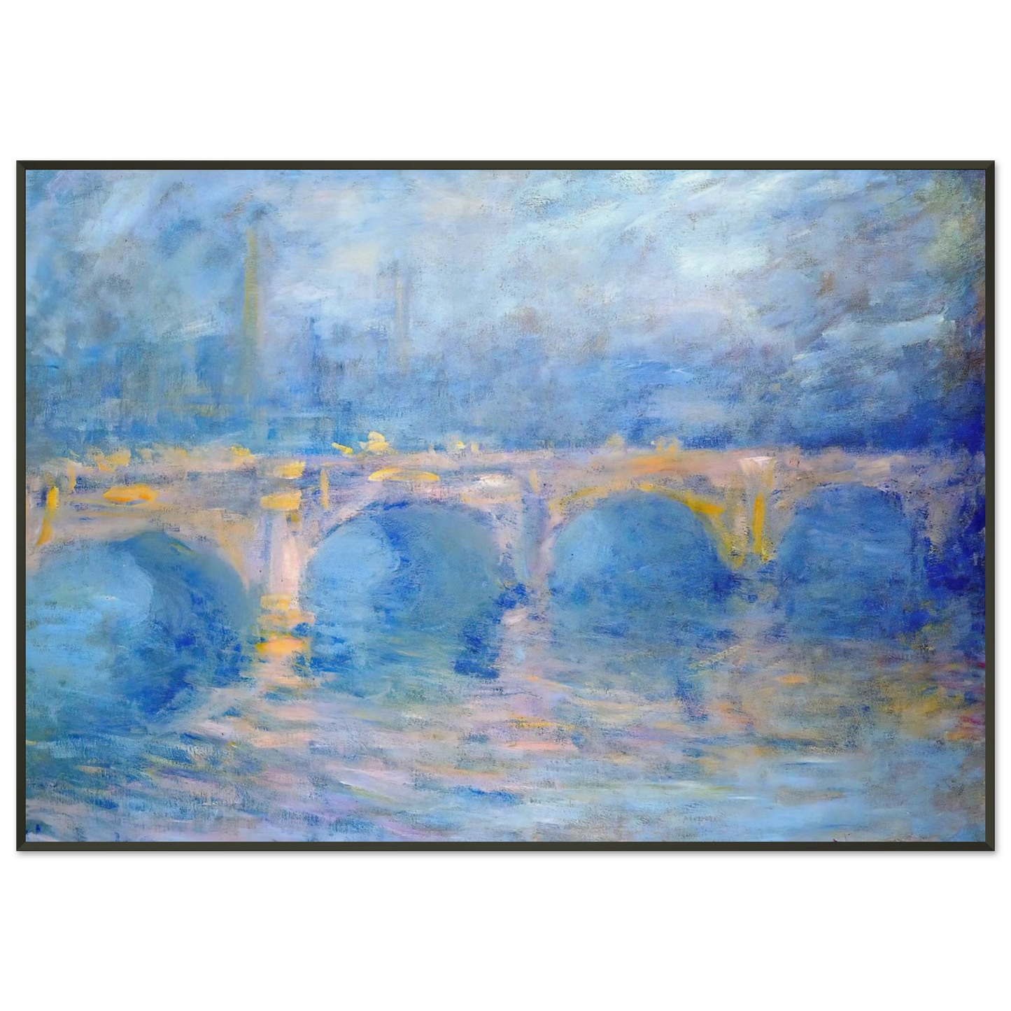 claude monet Waterloo Bridge at Sunset Pink Effect Framed Art Print - Aluminum Frame - 21x29.7 cm / 8x12"