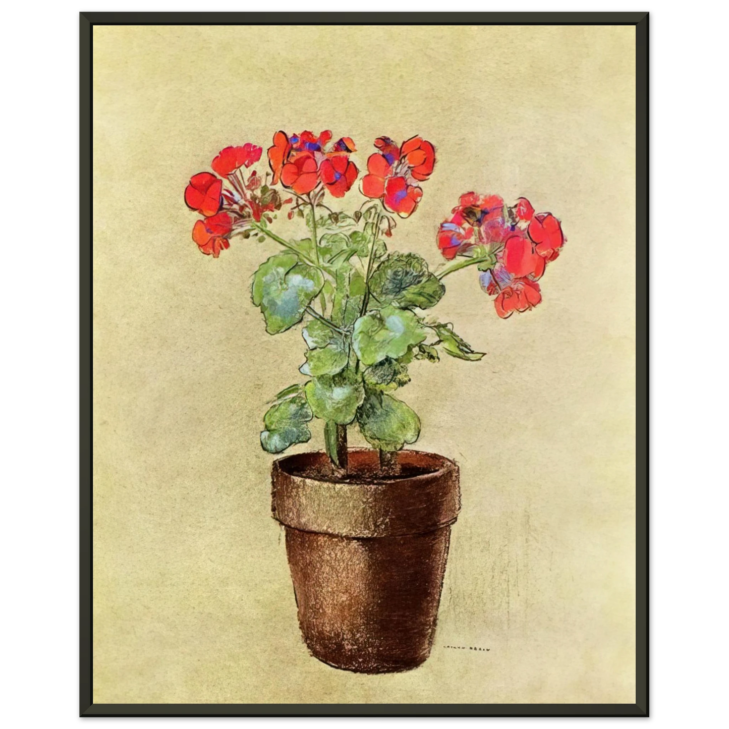 Odilon Redon  GERANIUMS 1902 Framed Art Print  - Aluminum Frame - 70x100 cm / 28x40 inches